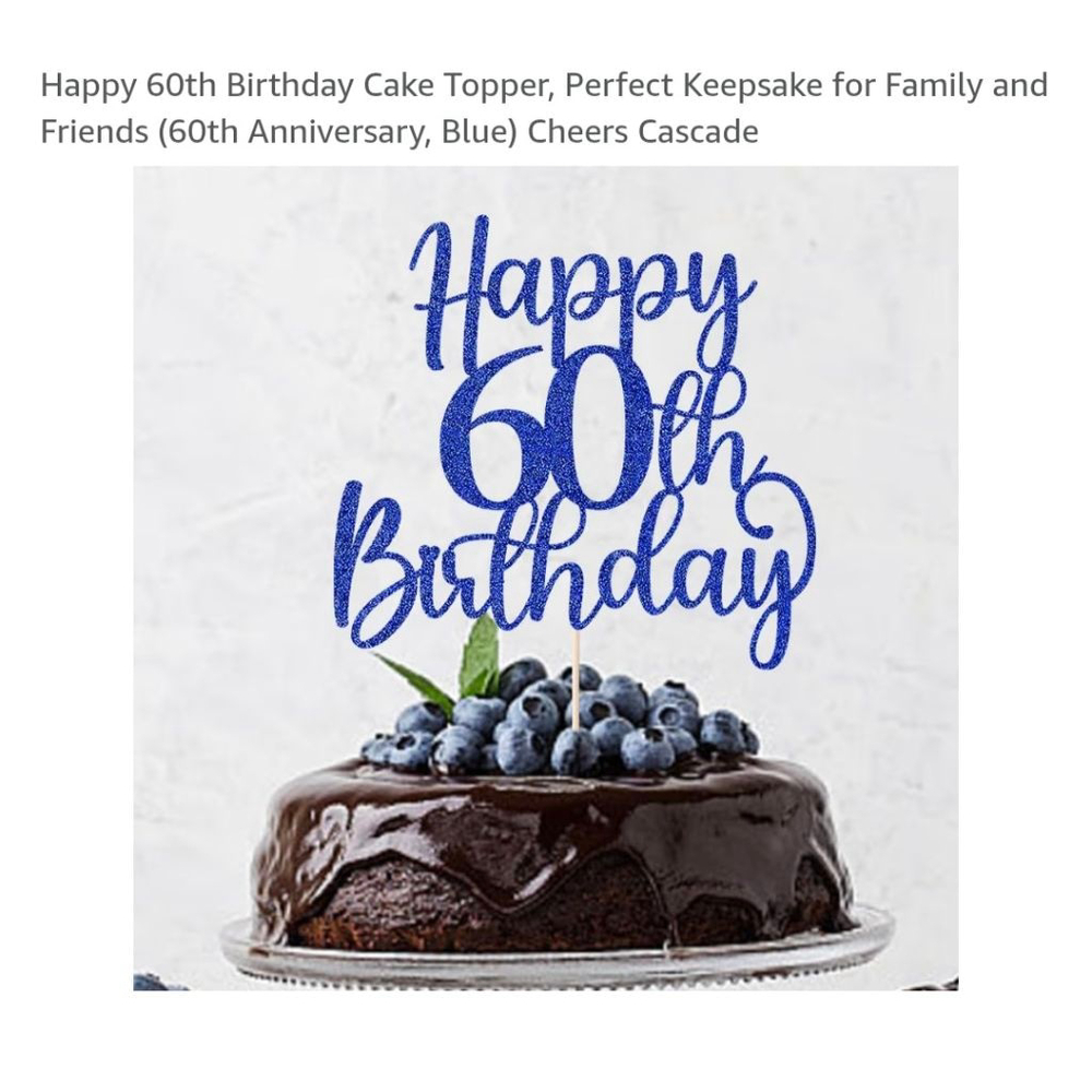 Unisex Unbranded Cake Topper 60th Birthday Blue